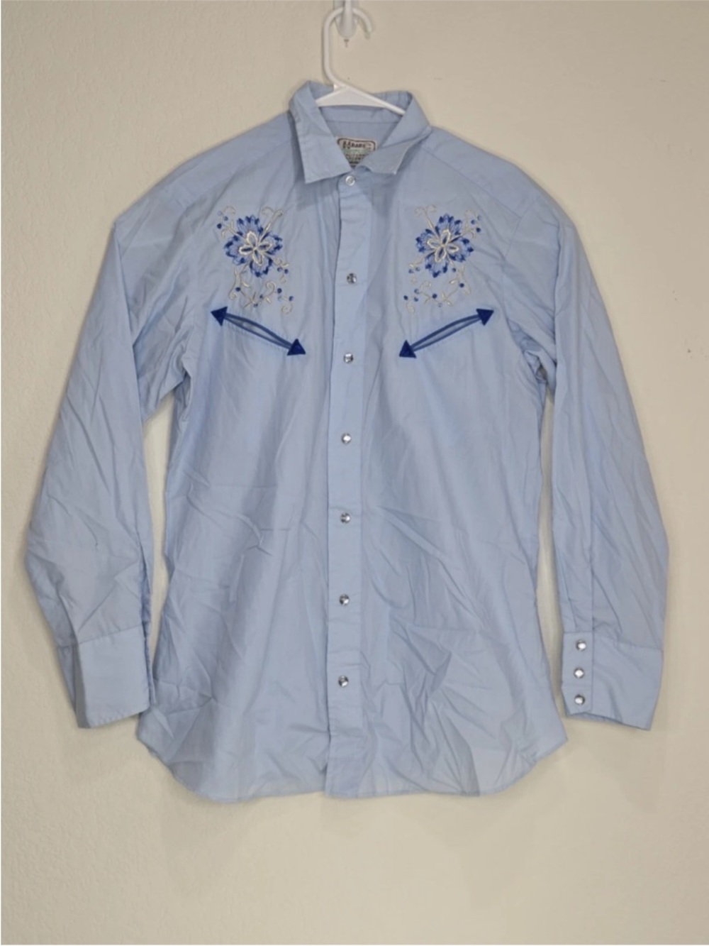 Vintage H BAR C Embroidered Country Ranchwear Western Shirt Pearl Snap Rodeo